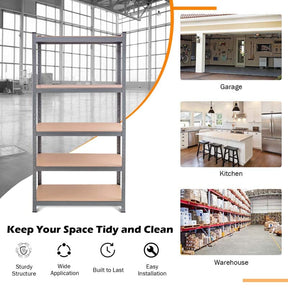 36" x 18" x 72" 5-Tier Storage Shelving Unit Adjustable Bolt-Free Utility Shelf Heavy Duty 2925LBS Garage Shelves