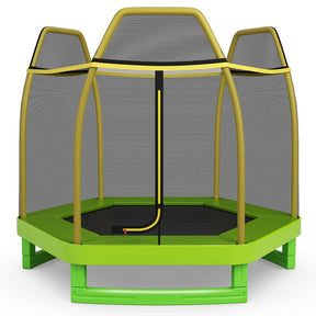 7FT Kids Trampoline with Safety Enclosure Net, ASTM Approved & Widened Base, Indoor Outdoor Recreational Trampoline for Toddlers Ages 3+
