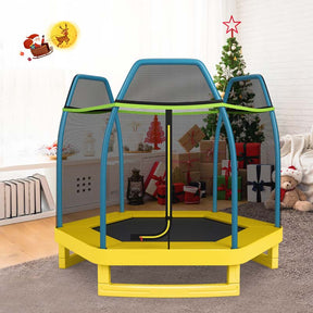 7FT Kids Trampoline with Safety Enclosure Net, ASTM Approved & Widened Base, Indoor Outdoor Recreational Trampoline for Toddlers Ages 3+