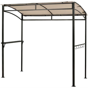 7x4.5 FT Outdoor Patio Grill Gazebo, Curved BBQ Canopy Shelter with Serving Shelves, Storage Hooks & Heavy-Duty Steel Frame for Backyard Garden