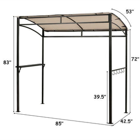 7x4.5 FT Outdoor Patio Grill Gazebo, Curved BBQ Canopy Shelter with Serving Shelves, Storage Hooks & Heavy-Duty Steel Frame for Backyard Garden
