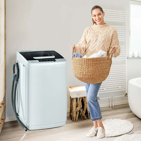 Full Automatic Portable Washing Machine with Drain Pump, 8.8 LBS 2-in-1 Top Load Washer Dryer Combo