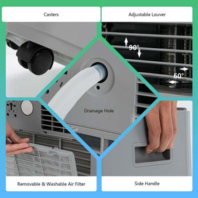 8000 BTU Portable Air Conditioner, 3-in-1 AC Unit, Fan & Dehumidifier with Remote, 24H Timer, Child Lock