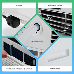 8000 BTU Portable Air Conditioner, 3-in-1 AC Unit, Fan & Dehumidifier with Remote, 24H Timer, Child Lock