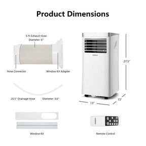 8000 BTU 3-in-1 Portable Air Conditioner Air Cooler Fan Dehumidifier with Remote Control, 24H Timer