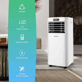 8000 BTU Portable Air Conditioner, 3-in-1 AC Unit, Fan & Dehumidifier with Remote, 24H Timer, Child Lock