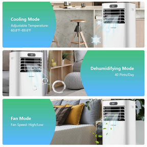 8000 BTU Portable Air Conditioner, 3-in-1 AC Unit, Fan & Dehumidifier with Remote, 24H Timer, Child Lock