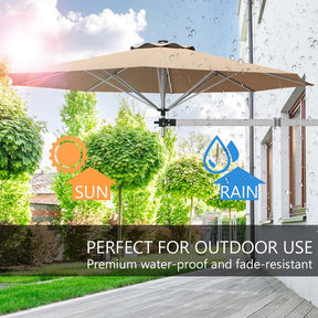 8FT Wall Mounted Patio Umbrella, Outdoor Tilting Cantilever Umbrella Sunshade with Adjustable Pole & Wind Vent for Patio, Balcony, Garden