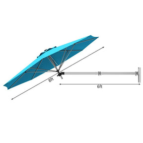 8FT Wall Mounted Patio Umbrella, Outdoor Tilting Cantilever Umbrella Sunshade with Adjustable Pole & Wind Vent for Patio, Balcony, Garden