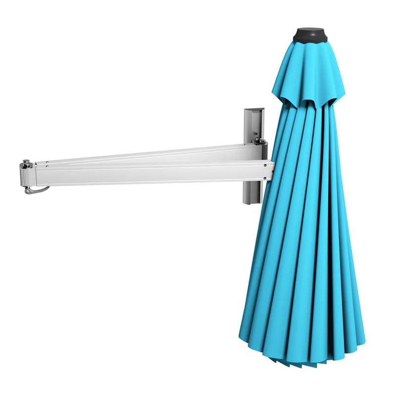 8FT Wall Mounted Patio Umbrella, Outdoor Tilting Cantilever Umbrella Sunshade with Adjustable Pole & Wind Vent for Patio, Balcony, Garden