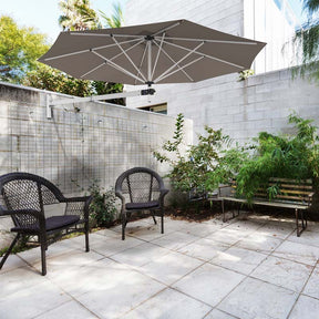8FT Wall Mounted Patio Umbrella, Outdoor Tilting Cantilever Umbrella Sunshade with Adjustable Pole & Wind Vent for Patio, Balcony, Garden