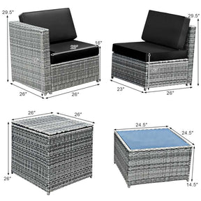 8 Pcs Rattan Patio Sectional Sofa Couch Set Outdoor Wicker Furniture Set with Storage Table & Cushions