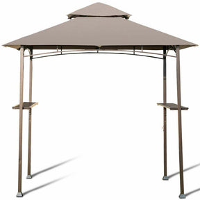 8 x 5 FT 2-Tier Outdoor Patio Grill Gazebo BBQ Canopy Tent Grill Shelter with Hooks & Bottle Opener