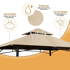 8 x 5 FT Outdoor Patio Grill Gazebo BBQ Canopy Tent Grill Shelter with LED Lights & 2-Tier Air Vent Roof