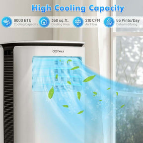 9000 BTU 3-in-1 Portable Air Conditioner Air Cooler Fan Dehumidifier with 4 Modes & 2 Speeds, 24H Timer