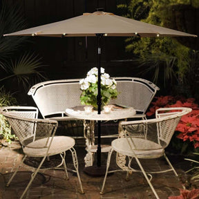 9FT Tilt Outdoor Patio Umbrella with 18 Solar LED Lights & Crank, Table Umbrella for Pool Deck Backyard