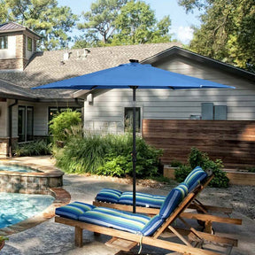 9FT Tilt Outdoor Patio Umbrella with 18 Solar LED Lights & Crank, Table Umbrella for Pool Deck Backyard