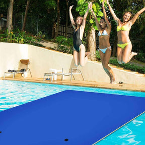 9 x 6 FT Floating Water Pad, 3-Layer Tear-Resistant XPE Foam Water Mat with Rolling Pillow for River, Lake, Ocean & Water Recreation