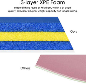 9 x 6 FT Floating Water Pad, 3-Layer Tear-Resistant XPE Foam Water Mat with Rolling Pillow for River, Lake, Ocean & Water Recreation