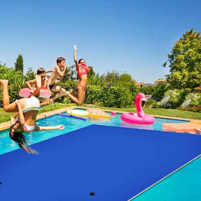 9 x 6 FT Floating Water Pad, 3-Layer Tear-Resistant XPE Foam Water Mat with Rolling Pillow for River, Lake, Ocean & Water Recreation