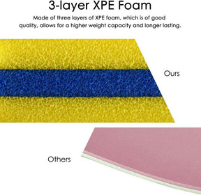 9 x 6 FT Floating Water Pad, 3-Layer Tear-Resistant XPE Foam Water Mat with Rolling Pillow for River, Lake, Ocean & Water Recreation