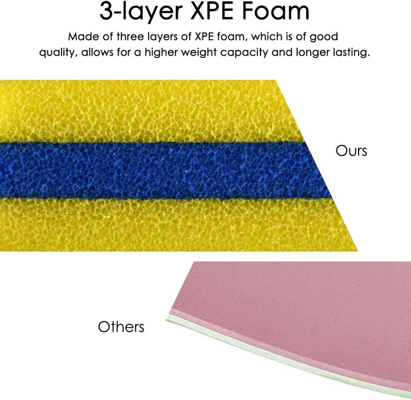 9 x 6 FT Floating Water Pad, 3-Layer Tear-Resistant XPE Foam Water Mat with Rolling Pillow for River, Lake, Ocean & Water Recreation