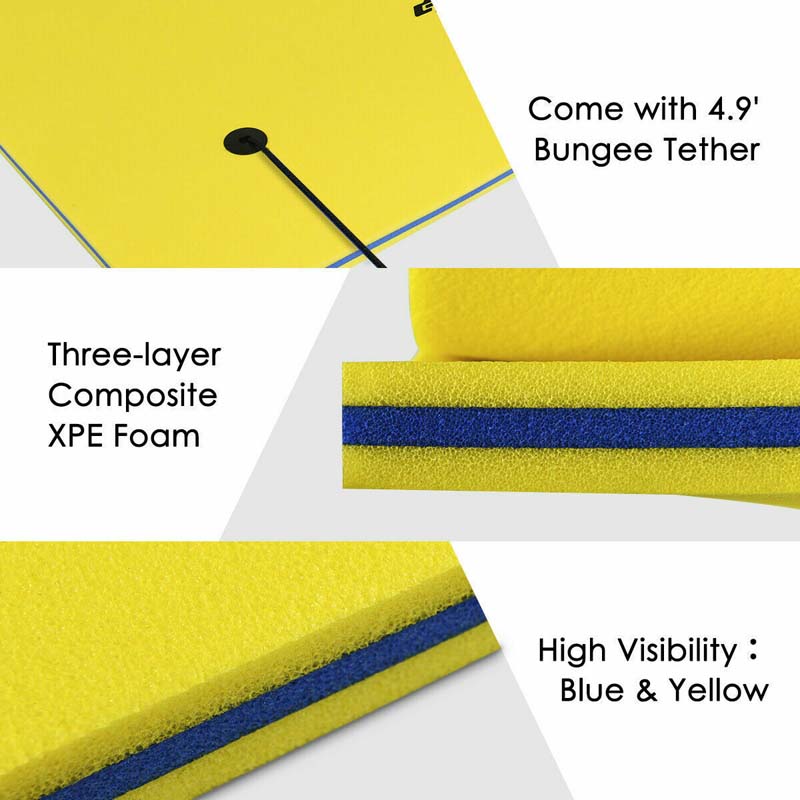 18 x 6 FT Floating Water Pad, 3-Layer XPE Foam Water Mat with Rolling Pillow, Floating Island for River Lake Ocean