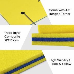 9 x 6 FT Floating Water Pad, 3-Layer Tear-Resistant XPE Foam Water Mat with Rolling Pillow for River, Lake, Ocean & Water Recreation
