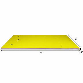 9 x 6 FT Floating Water Pad, 3-Layer Tear-Resistant XPE Foam Water Mat with Rolling Pillow for River, Lake, Ocean & Water Recreation