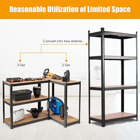 Black 32" x 16" x 63" 4-Tier Storage Shelving Unit, Heavy Duty Metal Garage Shelf, Adjustable Multi-Use Storage Racks