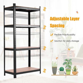 Black 32" x 16" x 63" 4-Tier Storage Shelving Unit, Heavy Duty Metal Garage Shelf, Adjustable Multi-Use Storage Racks