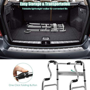 3-in-1 Folding Walker with 5" Wheels & Bi-Level Handrails, 440lbs Heavy Duty Walking Mobility Aid