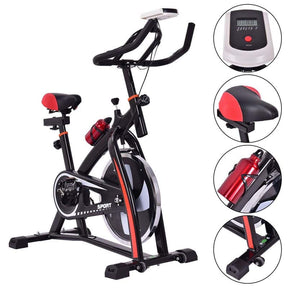 Adjustable Indoor Exercise Cycling Bike with LCD Electronic Meter, Heart Rate Sensor & Comfort Seat for Home Cardio, Gym Workout