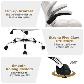 Big & Tall Executive Office Chair 400 LBS, Ergonomic High Back Swivel Computer Desk Chair with Flip-Up Armrests & Thick Padding Linen Fabric