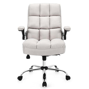 Big & Tall Executive Office Chair 400 LBS, Ergonomic High Back Swivel Computer Desk Chair with Flip-Up Armrests & Thick Padding Linen Fabric