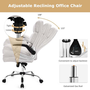 Big & Tall Executive Office Chair 400 LBS, Ergonomic High Back Swivel Computer Desk Chair with Flip-Up Armrests & Thick Padding Linen Fabric