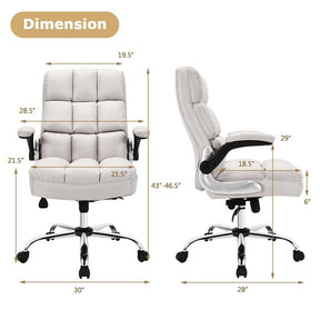 Big & Tall Executive Office Chair 400 LBS, Ergonomic High Back Swivel Computer Desk Chair with Flip-Up Armrests & Thick Padding Linen Fabric