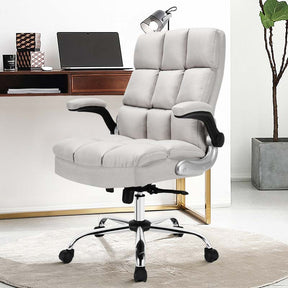 Big & Tall Executive Office Chair 400 LBS, Ergonomic High Back Swivel Computer Desk Chair with Flip-Up Armrests & Thick Padding Linen Fabric