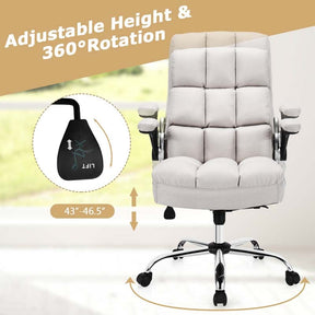 Big & Tall Executive Office Chair 400 LBS, Ergonomic High Back Swivel Computer Desk Chair with Flip-Up Armrests & Thick Padding Linen Fabric