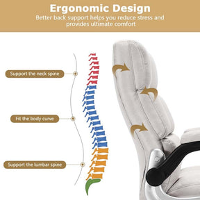 Big & Tall Executive Office Chair 400 LBS, Ergonomic High Back Swivel Computer Desk Chair with Flip-Up Armrests & Thick Padding Linen Fabric