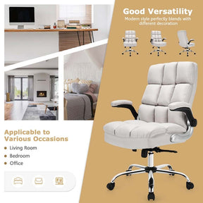 Big & Tall Executive Office Chair 400 LBS, Ergonomic High Back Swivel Computer Desk Chair with Flip-Up Armrests & Thick Padding Linen Fabric