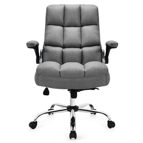 Big & Tall Executive Office Chair 400 LBS, Ergonomic High Back Swivel Computer Desk Chair with Flip-Up Armrests & Thick Padding Linen Fabric