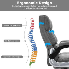 Big & Tall Executive Office Chair 400 LBS, Ergonomic High Back Swivel Computer Desk Chair with Flip-Up Armrests & Thick Padding Linen Fabric
