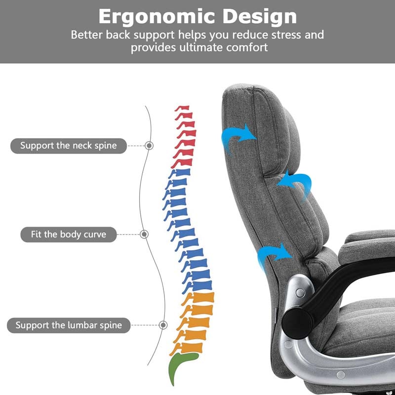 Big & Tall Executive Office Chair 400 LBS, Ergonomic High Back Swivel Computer Desk Chair with Flip-Up Armrests & Thick Padding Linen Fabric