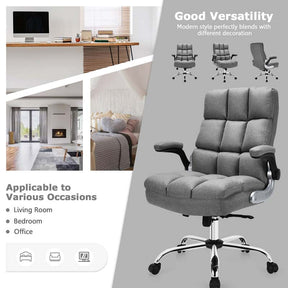 Big & Tall Executive Office Chair 400 LBS, Ergonomic High Back Swivel Computer Desk Chair with Flip-Up Armrests & Thick Padding Linen Fabric