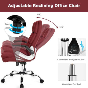 Big & Tall Executive Office Chair 400 LBS, Ergonomic High Back Swivel Computer Desk Chair with Flip-Up Armrests & Thick Padding Linen Fabric