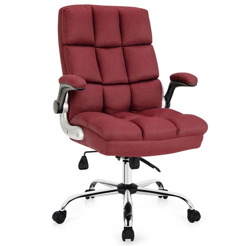 Big & Tall Executive Office Chair 400 LBS, Ergonomic High Back Swivel Computer Desk Chair with Flip-Up Armrests & Thick Padding Linen Fabric