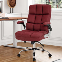 Big & Tall Executive Office Chair 400 LBS, Ergonomic High Back Swivel Computer Desk Chair with Flip-Up Armrests & Thick Padding Linen Fabric