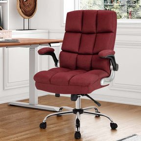 Big & Tall Executive Office Chair 400 LBS, Ergonomic High Back Swivel Computer Desk Chair with Flip-Up Armrests & Thick Padding Linen Fabric