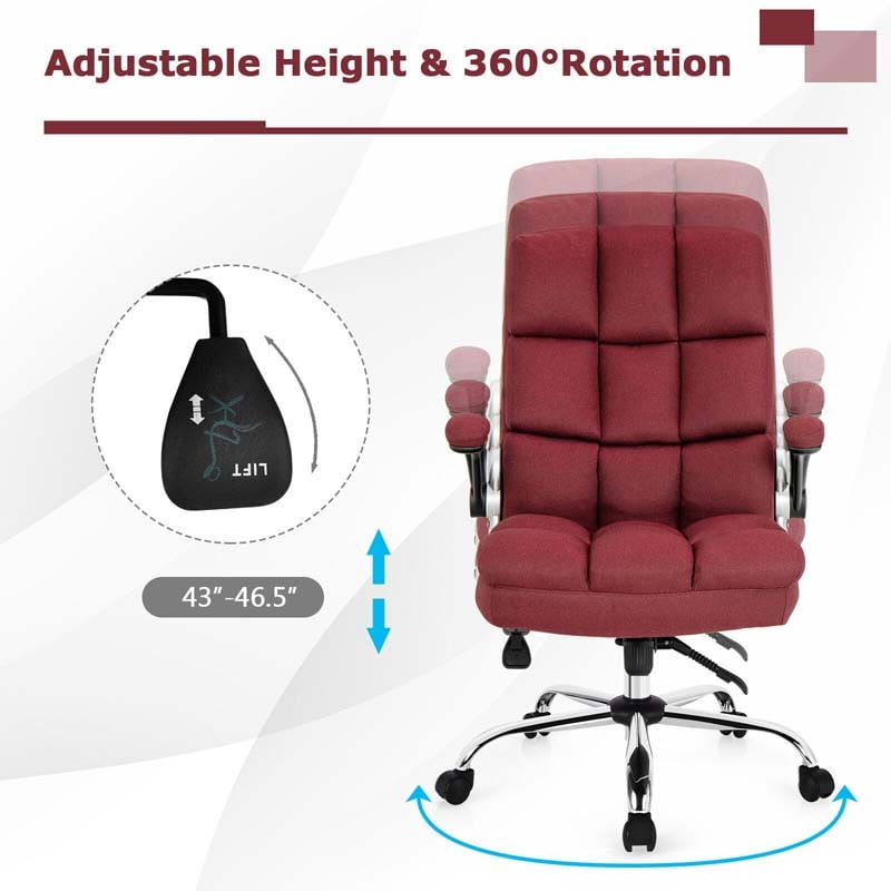 Big & Tall Executive Office Chair 400 LBS, Ergonomic High Back Swivel Computer Desk Chair with Flip-Up Armrests & Thick Padding Linen Fabric